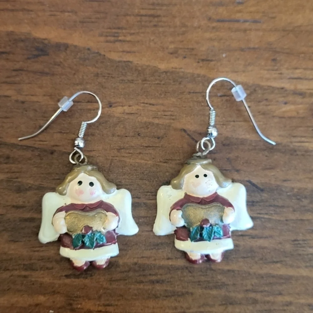 Fashion Angel Dangle Earrings Wings Singing Choir Jewelry Holiday Christmas